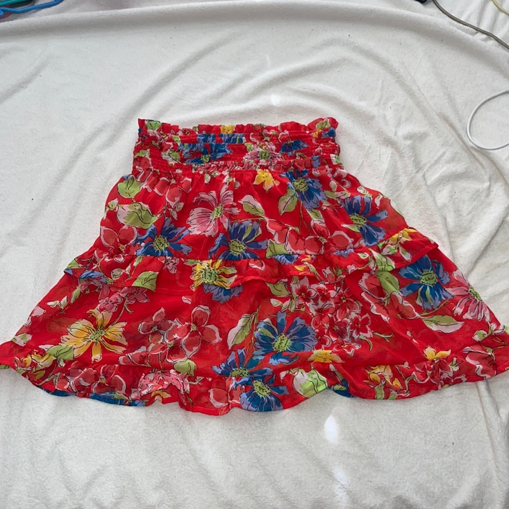 ruffled floral skirt